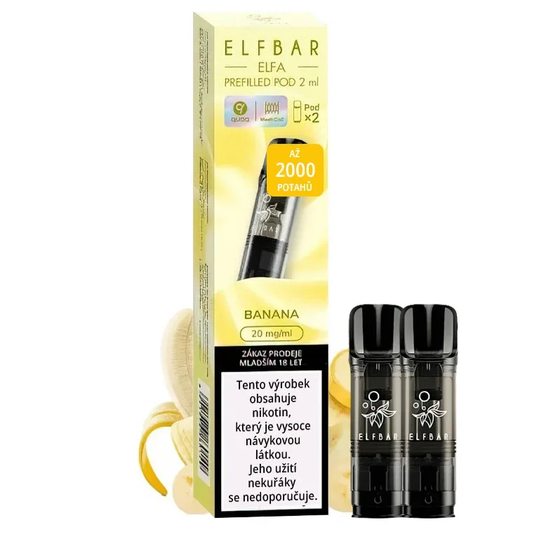 Elf Bar ELFA Pod - přednaplněná Cartridge - Banana - 20mg - 2ks - VÝPRODEJ