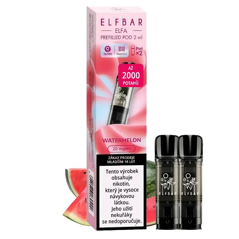 Elf Bar ELFA Pod - přednaplněná Cartridge - Watermelon - 20mg - 2ks - VÝPRODEJ