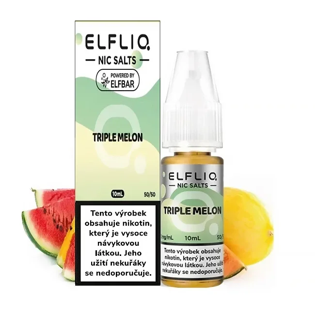 Elf Bar Elfliq - Salt e-liquid - Triple Melon - 10ml - 10mg Vodní meloun, Žlutý meloun
