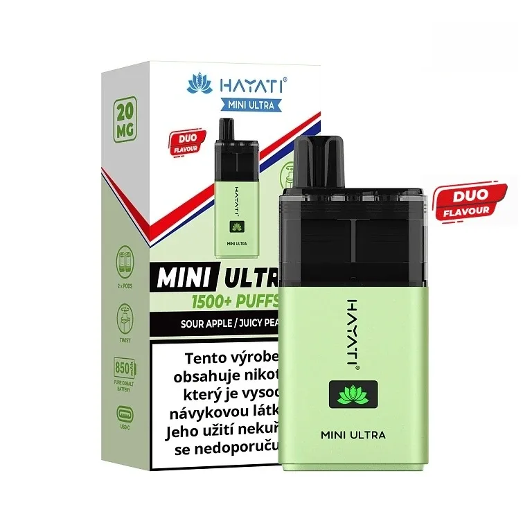 Hayati Mini Ultra 1500 - Sour Apple Juicy Peach - 20mg