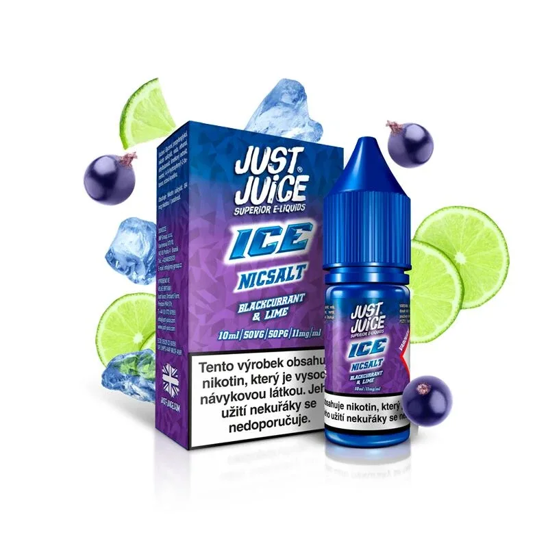 Just Juice Salt ICE Blackcurrant & Lime (Ledový černý rybíz & limetka) 10ml 11mg