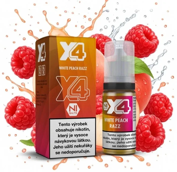 Liquid X4 Bar Juice - Broskev a malina (White Peach Razz) 10ml - 10mg