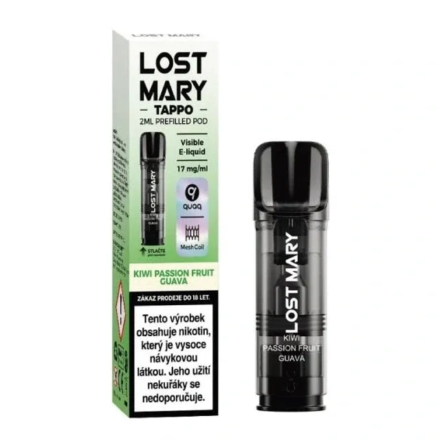 Lost Mary Tappo Pod - přednaplněná Cartridge - Kiwi Passion Fruit Guava - 17mg - VÝPRODEJ