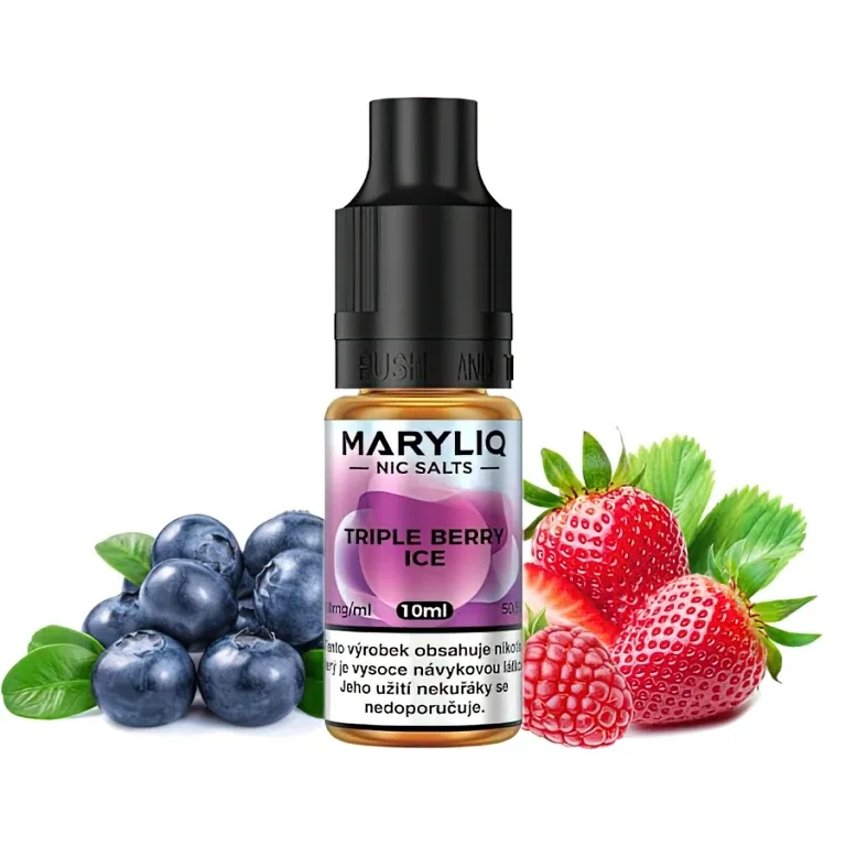 Maryliq - Salt e-liquid - Triple Berry ICE - 10ml - 20mg Borůvka, Malina, Jahoda, Chladivá složka (ICE)