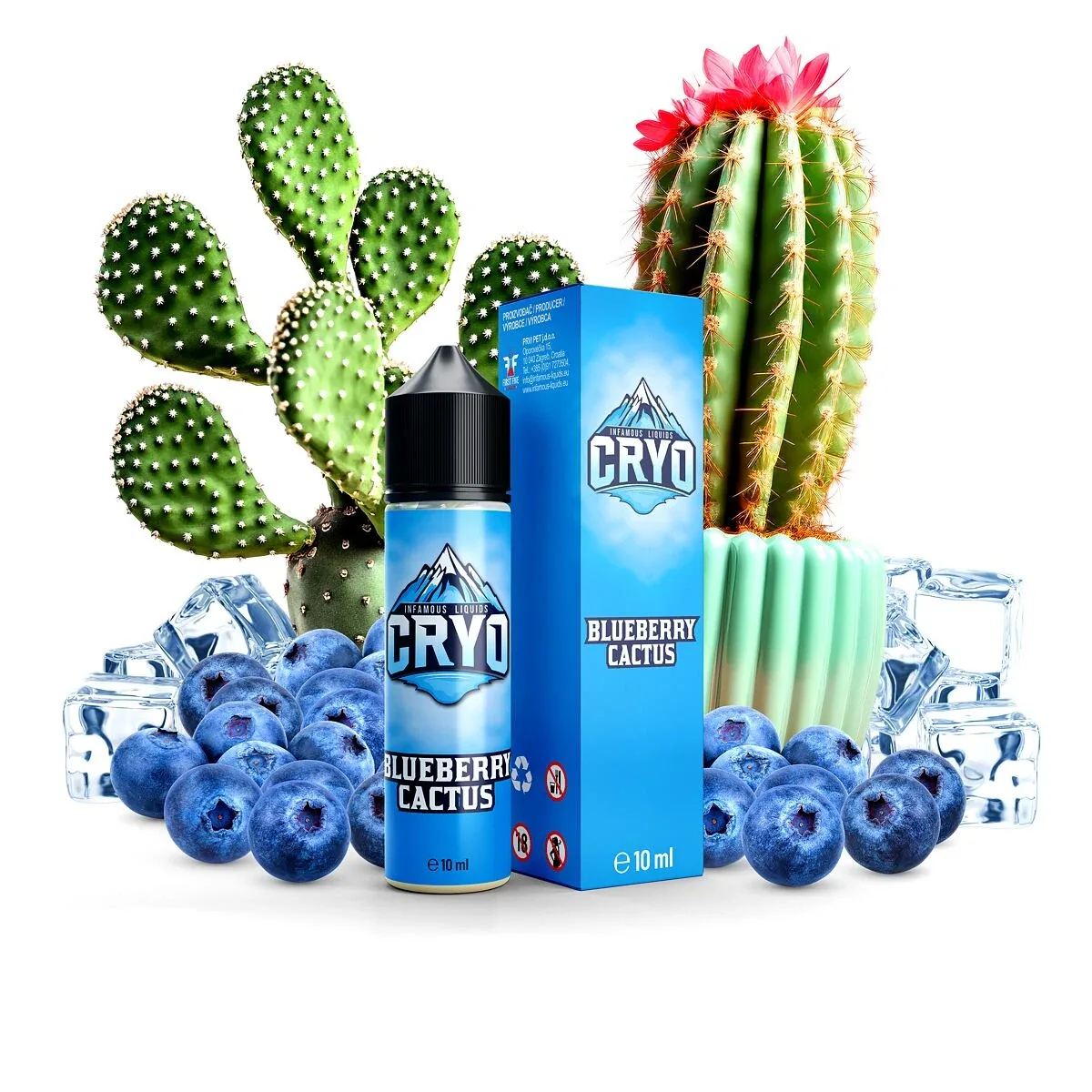 Příchuť Infamous Cryo S&V: Blueberry Cactus (Ledové borůvky s kaktusem) objem 10ml tabáková nálepka Kolek R