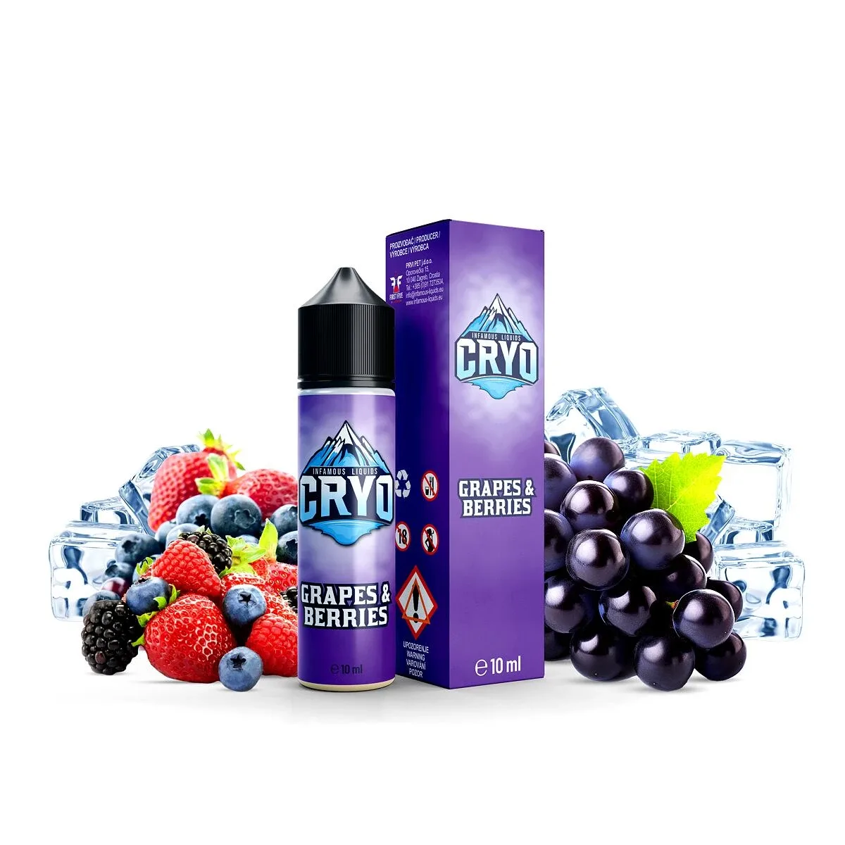 Příchuť Infamous Cryo S&V: Grapes & Berries (Ledové hrozny a lesní plody) objem 10ml tabáková nálepka Kolek R