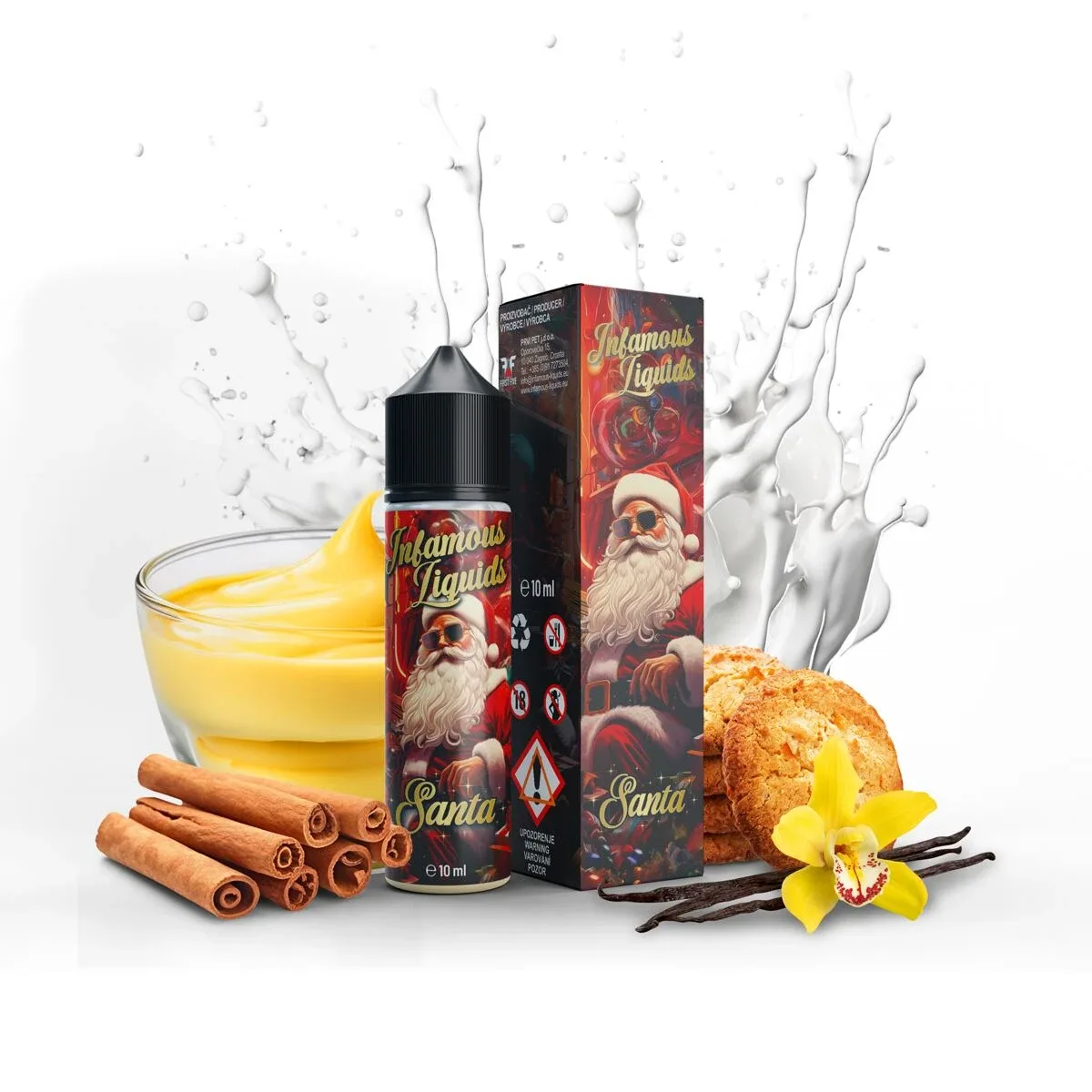 Příchuť Infamous Special S&V: Santa (Sušenka s vanilkou a skořicí) objem 10ml tabáková nálepka Kolek R