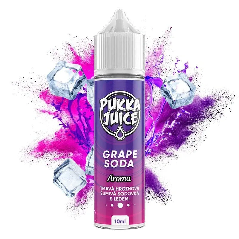 Příchuť Pukka Juice S&V: Grape Soda (Hroznová sodovka) objem 10ml tabáková nálepka Kolek Q
