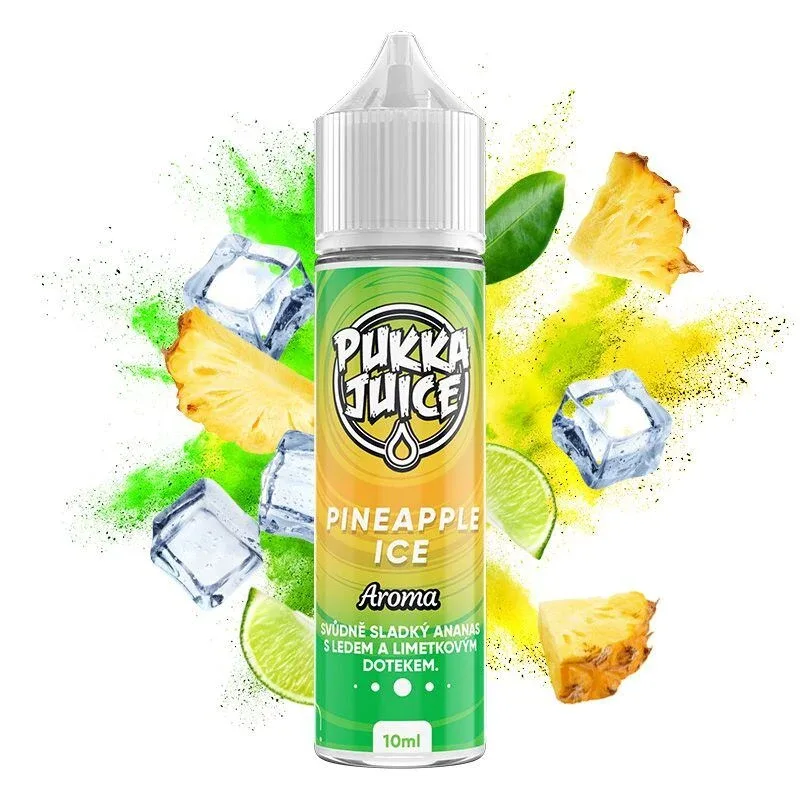 Příchuť Pukka Juice S&V: Pineapple Ice (Ledový ananas) objem 10ml tabáková nálepka Kolek Q