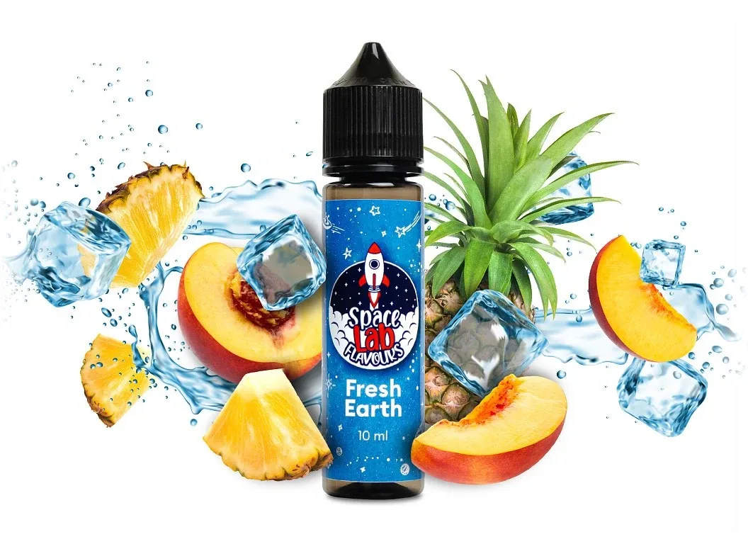 Space Lab Flavours - Shake & Vape - Fresh Earth - 10ml Ananas, Broskev, Chladivá složka (ICE)