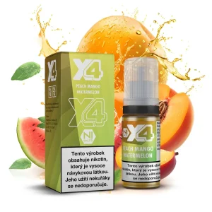 X4 Bar Juice Peach Mango Watermelon 10ml 20mg Mango a vodní meloun