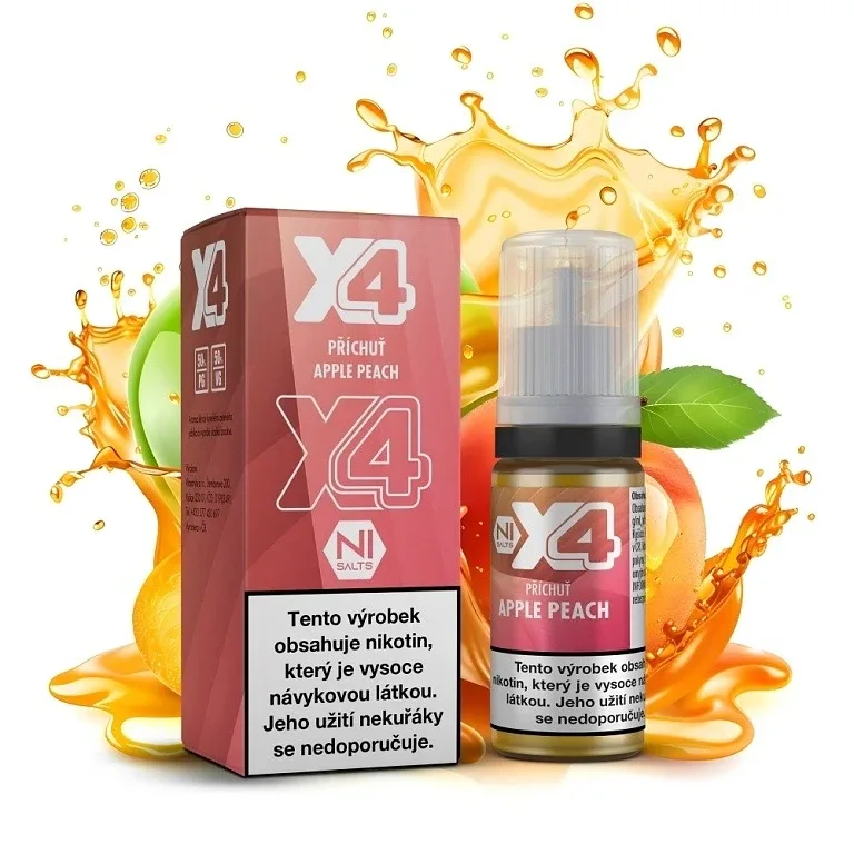 X4 Bar Juice Salt - E-liquid - Apple Peach - 20mg Jablko s broskví