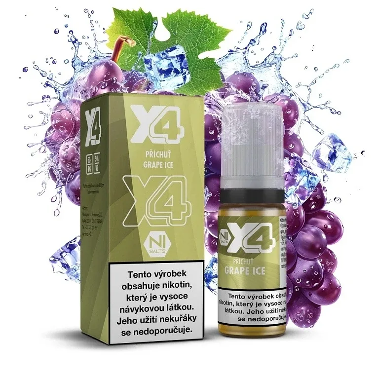 X4 Bar Juice Salt - E-liquid - Grape ICE - 10mg Chladivé hroznové víno