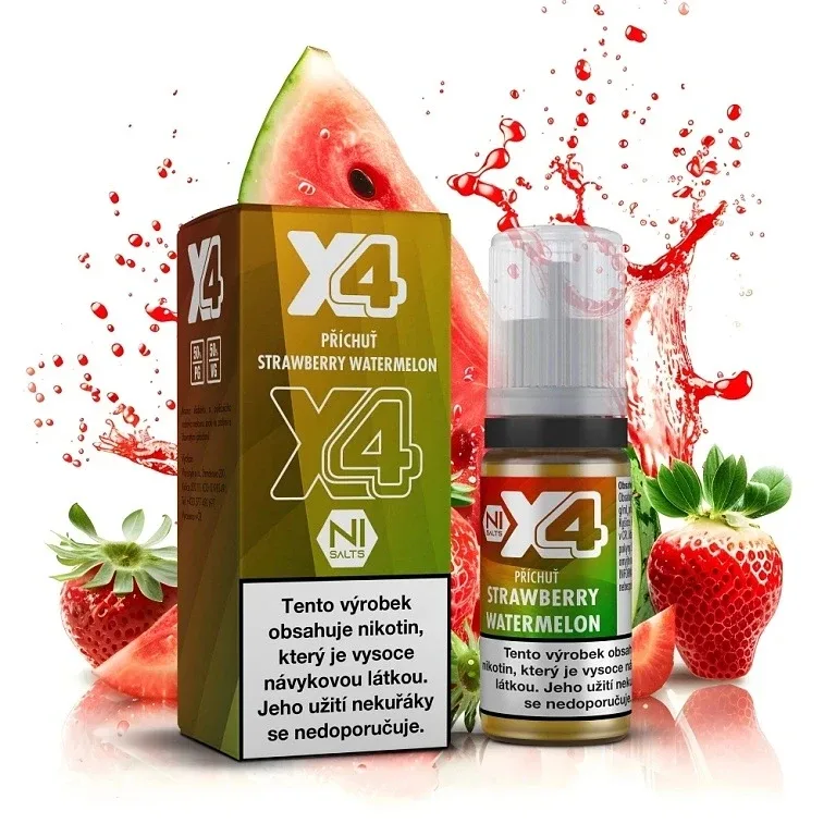 X4 Bar Juice Salt - E-liquid - Strawberry Watermelon - 10mg Jahoda a meloun
