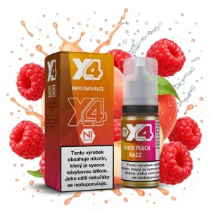 X4 Bar Juice White Peach Razz 10ml 20mg Broskev s malinou